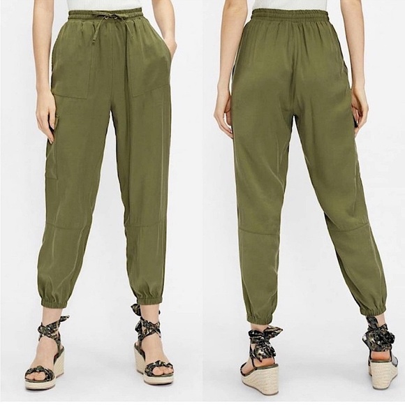 TED BAKER Utility Cargo Joggers Khaki Green Pants women’s size 6 - Picture 1 of 10